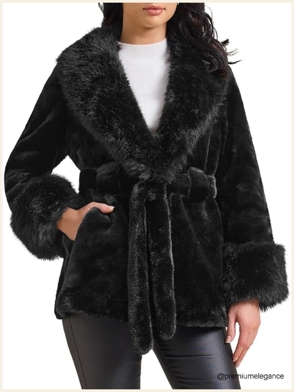 Faux Fur Winter Coat Long Sleeve Shaggy Jacket With Pockets